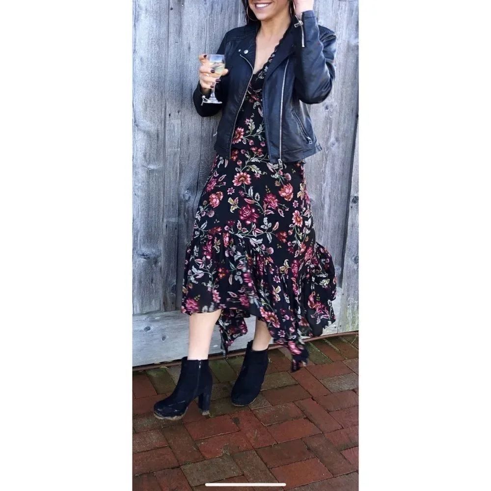 A.L.C. 100% silk floral print midi dress size US2